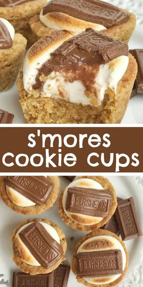 Smore Cookie Cups, Gnome Cookie Cups, Smores Cookie Cups, Fancy Desserter, S'mores Cookie Cups, Chip Dips, Autumn Desserts, Smores Cookie, Fire Ideas