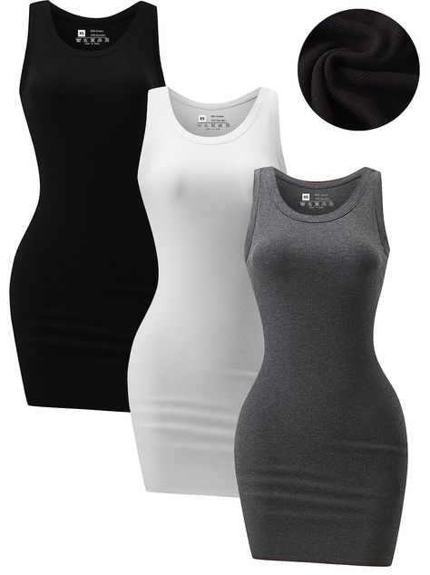 PRICES MAY VARY. 95% Cotton, 5% Spandex Imported Pull On closure Hand Wash or Machine Wash Material: women's sexy ribbed tank dress is made with high quality knit soft fabrics, skin-friendly,lightweight and great stretchy, this tank top dress make you more comfortable. The ruched bodycon dresses for women excellent stretching and excellence in workmanship makes stylish look.This casual summer dress is a must-have Item for every women’s wardrobe. Feature: Slim fit, crewneck ribbed tank dress,roun Basic Clothes To Have, Amazon Dresses Black Women, Wardrobe Must Haves Woman, Black Bodycon Dress Outfit Casual, Slim Dress Outfit, Body Con Dress Casual, Basic Shoes For Women, Amazon Outfits Black Women, Black Tank Dress Outfit