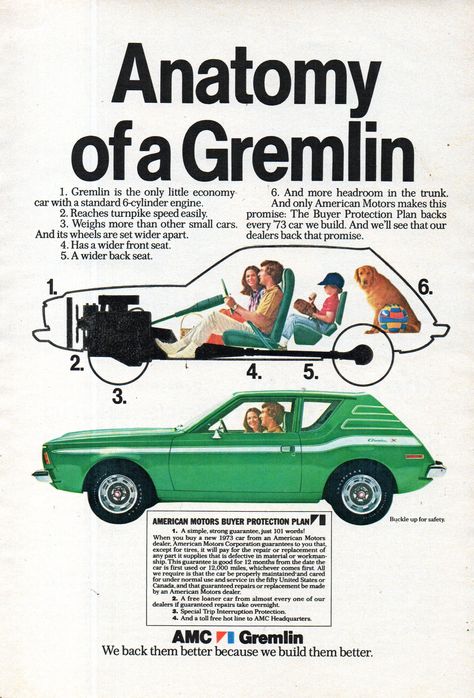 Hatchbacks, Gremlin Car, Amc Gremlin, Monster Car, Automobile Advertising, Sales Ads, Chrysler New Yorker, Automotive Mechanic, Mopar Cars