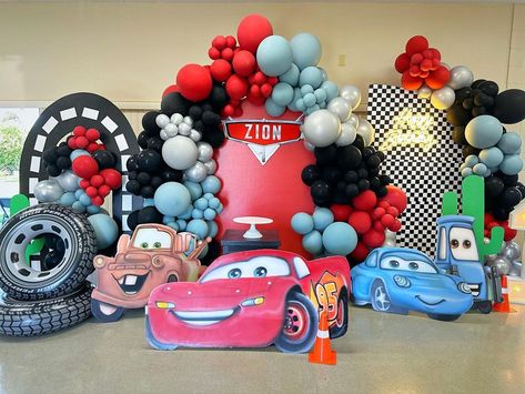 Ka-Chow! Disney Cars themed birthday party. 🏁🏁🏎️⚡️ Been awhile since i last used our custom painted Cars standees. Glad we were able to us… | Instagram Disney Pixar Birthday Party, Custom Painted Cars, Disney Cars Theme Party, Disney Baby Shower Themes, Cars Themed Birthday Party, Disney Cars Birthday Theme, Cars Themed Birthday, Ka Chow, Disney Cars Theme
