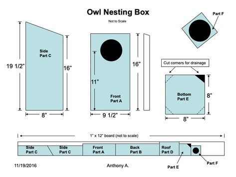 Amigurumi Patterns, Wood Duck House, Nesting Boxes Diy, Duck House Plans, Owl Nest Box, Bird House Plans Free, Diy Owl, Owl Box, Homemade Bird Houses