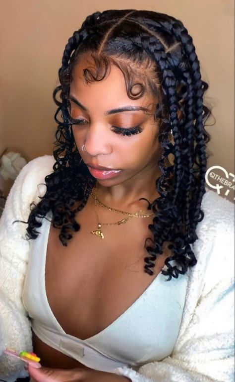 Bod Braided Hairstyles For Black Women, Bob Knotless Braids, Plaits Hairstyles Black, Boho Bob, Knotless Braids Hairstyles, Coi Leray, Vacation Hairstyles, Big Box Braids Hairstyles, Goddess Braids Hairstyles