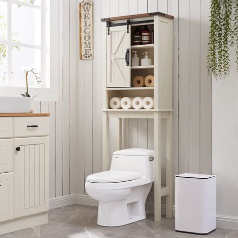 Storage Cabinet Over Toilet, Farmhouse Medicine Cabinets, Cabinet Over Toilet, Storing Cleaning Supplies, Over The Toilet Storage Cabinet, Toilet Storage Cabinet, Farmhouse Storage Cabinets, Over Toilet Storage, Over The Toilet Storage