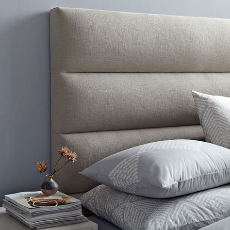 Featuring tufted panels without buttons, dimples or grid patterns, this modern headboard is comfortable to lean on at any angle. Bedroom Set Designs, Hanging Bedroom, Bed Headboard Design, Modern Bedroom Set, Headboard Ideas, Modern Headboard, Custom Headboard, Padded Headboard, Diy Headboard