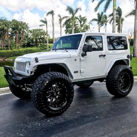 Two Door Jeep, White Jeep Wrangler, 2 Door Jeep, Two Door Jeep Wrangler, Jeep Wrangler Lifted, Jeep Wj, White Jeep, Custom Jeep Wrangler, Fuel Wheels