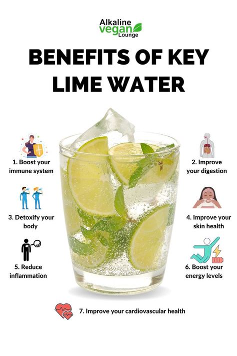 Key Lime Water Benefits Lime Juice Benefits, Key Lime Water, Lime Water Benefits, Lime Health Benefits, Alkaline Vegan, Lime Water, Benefits Of Drinking Water, Reducing Inflammation, Food Health Benefits