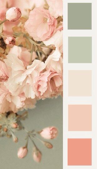 Rosy White Color Palette, Vintage Wedding Colors, Cottagecore Kitchen, Cottage Shabby Chic, Green Color Schemes, Color Schemes Colour Palettes, Room Color Schemes, Color Palette Design, Colour Pallette