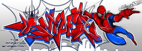 Sniper - by Sniper7 - Graffiti Design inspired by Spider Man Spiderman Graffiti Art, Spider Man Graffiti, Spider Graffiti, Spiderman Man, Spaider Man, Neon Artwork, Kids Bedroom Walls, Graffiti Designs, Comic Manga