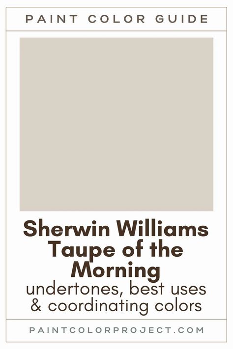 Looking for the perfect taupe paint color for your home? Let’s talk about Sherwin Williams Taupe of the Morning and if it might be right for your home! Putty Paint Color Sherwin Williams, Outside House Paint Colors Stucco, Taupe Exterior Color Schemes, Beige Taupe Paint Colors, Tan With Green Undertones, Beige And Taupe House Exterior, Best Taupe Paint Colors, Taupe Cabinet Paint Colors, Creamy Color Paint