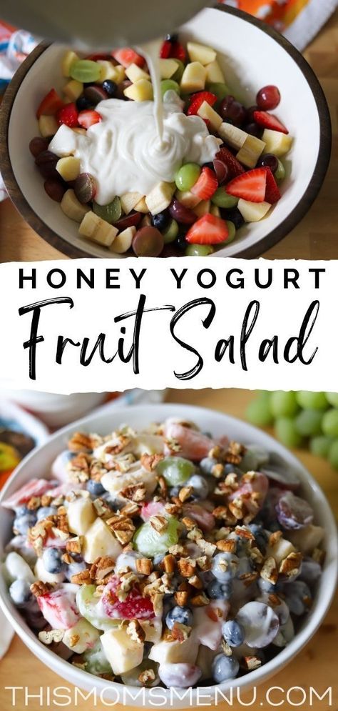 Essen, Low Carb Low Calorie Recipes Snacks, Low Sugar Lunch Ideas, Easy Grab And Go Breakfast, Breakfast Fruit Salad, Fruit Salad With Yogurt, Breakfast Spread, Healthy Fruit Salad, Breakfast Fruit