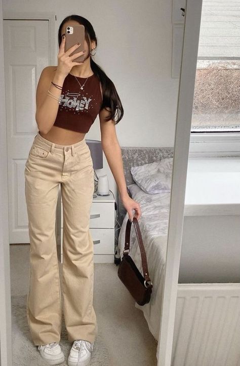 null # amreading # books # wattpad Brown Pants Outfit, Beige Hose, Populaire Outfits, Beige Outfit, Brown Outfit, Elegantes Outfit, Causual Outfits, Swaggy Outfits, Mode Inspo