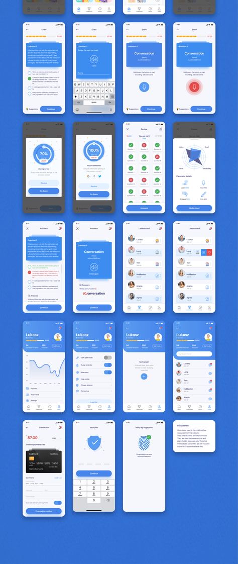 My Exam app UI kit 60  Mobile Screen UI Kit for Adobe XD, Sketch, Figma #Paid, #app, #PAID, #Exam, #kit, #UI Online Exam, Student Exam, Quiz Design, Study Test, School Apps, Website Ui, Art Colour, Concept Photography, Exams Tips