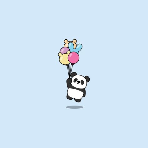 Pandas, Panda Pfp Aesthetic, Panda Profile Pictures, Pencil Art Love, Cute Panda Drawing, Cute Small Drawings, Panda Cartoon, Holding Balloons, Panda Images