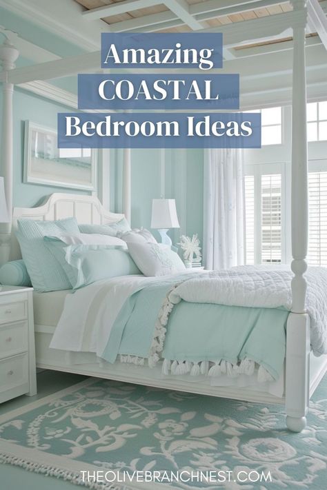 Transform your bedroom with coastal style! Our design inspiration will help you create a serene and chic space that reflects the beauty of the seaside. Discover ideas for incorporating beachy colors, natural textures, and elegant decor into your room. Achieve a soothing coastal aesthetic with our creative tips. Navy Coastal Bedroom, Coastal Bedroom Ideas, White Washed Furniture, Coral Sculpture, Beachy Colors, Coastal Aesthetic, White Sheer Curtains, Striped Bedding, Sheer Drapes