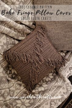 Free Crochet Pattern: Boho Fringe Pillow Cover | Sarah Faith Crafts - Free Knitting and Crochet Patterns Crochet Boho Pillow, Pillow Cover Crochet Pattern, Crochet Pillow Patterns Free, Faith Crafts, Cushion Cover Pattern, Pillow Covers Pattern, Crochet Cushion Cover, Crochet Pillow Cover, Crochet Pillow Pattern