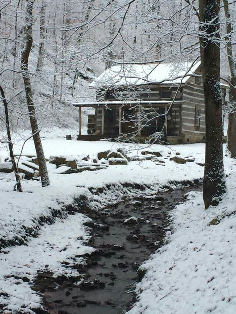 Heritage Farm Village in West Virginia Winter Cabin Aesthetic, Snowy Cabin, Farm Village, Snowy Woods, Old Cabin, Cabin Aesthetic, Cozy Cabins, Country Roads Take Me Home, Winter Cabin