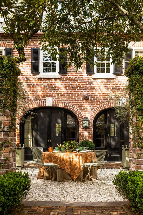 French Red Brick House Exterior, Brick House Addition Exterior, Vinyl And Brick House Exterior, Natural Brick House Exterior, English Style Home Exterior, Modern Tudor Exterior, Brick Cottage, House Restoration, Brick Exterior