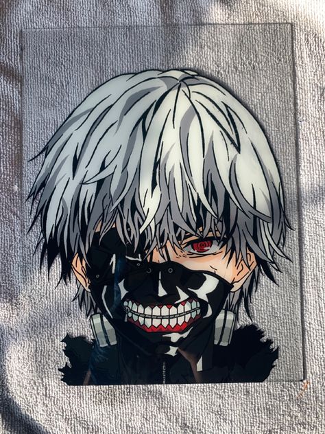 Glass, Tokyo, Anime, Reverse Glass Painting, Tokyo Ghoul, Glass Painting, Hand Painted