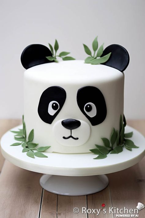 10  Panda Face Cakes - Roxy's Kitchen Pandas, Simple Panda Cake, Panda Bday Cake, Panda Food Ideas, Zoo Cake Ideas, Panda Torte, Panda Cake Ideas, Panda Theme Cake, Panda Cake Design