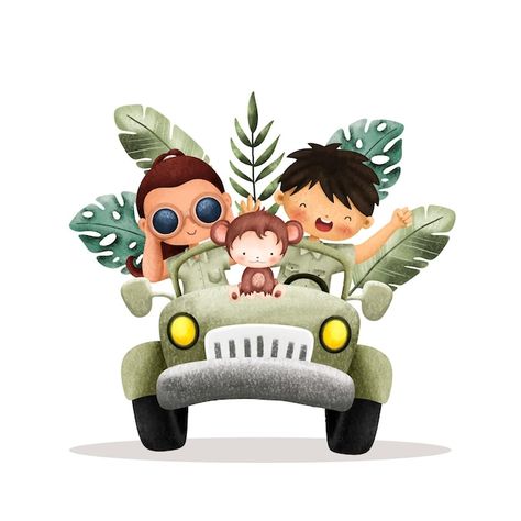 Safari Jeep, Safari Kids, Elementary Schools, Premium Vector, Graphic Resources, Jeep