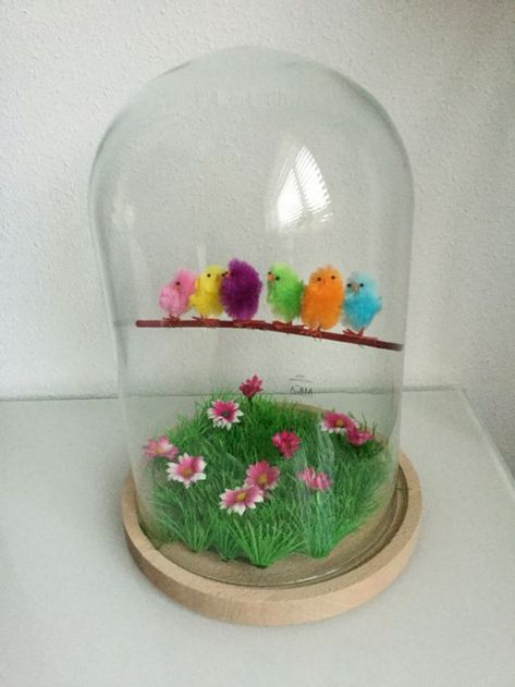 Easter Cloche Ideas, Cloche Ideas, Cloche Decor, Easter Crafts For Adults, Easter Tablescapes, Simple Centerpieces, Bunny Figurine, Chocolate Bunny, Easter Crafts Diy