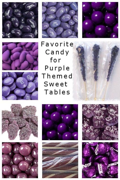 Essen, Purple Themed Dessert Table, Candy Bar Ideas Purple, Purple Candy Table Ideas, Purple Party Food Ideas, Purple Dessert Table Ideas, Color Party Purple, 50 Shades Of Purple Birthday Party, Purple Foods For Color Party