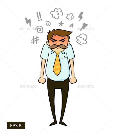 Vector illustration of an Angry Businessman Angry Man Illustration, Angry Person Drawing, Angry Character, Angry Pose, Angry Father, Angry Drawing, Angry Illustration, Angry Teacher, Angry Cartoon