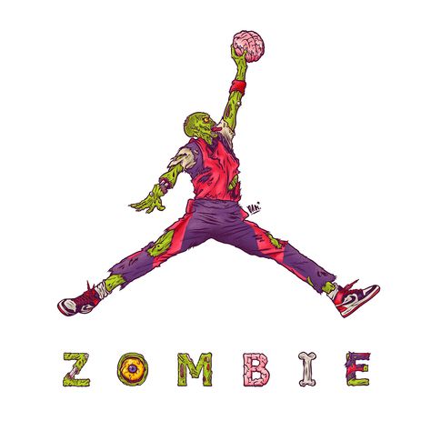 The Icon, legend and undead GOAT. Right on time for Halloween, this illustration of zombie Michael Jordan as the Jumpman logo is ghoulishly good. Halloween Jordans, Zombie Logo, Hiking Logo, Funny Jump, Michael Jordan Art, Jordan Logo Wallpaper, Logo Wallpaper Hd, Backgrounds Images, Jordan Logo