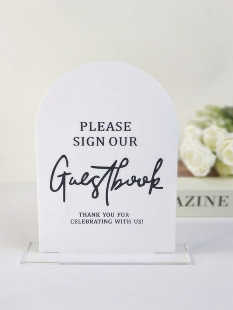 White-sign Guest Book  Collar  PMMA   Embellished   Home Decor Sign For Gift Table, Gift Table Sign Wedding, Signs For Wedding Reception, Card Box Sign, Wedding Signs For Reception, Guest Book Signage, Guest Book Sign Wedding, Please Sign Our Guest Book, Wedding Yard