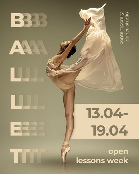 Poster for dance studio on Behance Dance Poster Design, Poster Dance, Dance Studio Design, Contemporary Studio, Ballet Posters, Dance Photography Poses, Ballet Performances, Creation Photo, Dance Poster