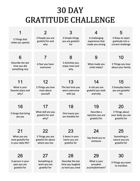 30 Day Gratitude Challenge, Journal Inspiration Writing, Gratitude Prompts, To Do Planner, Journal Challenge, Gratitude Journal Prompts, Gratitude Challenge, Gratitude Affirmations, Writing Therapy