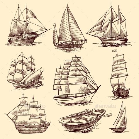 Boats Drawing, Pirate Ship Drawing, Boat Sketch, Ship Sketch, Art Du Croquis, Pirate Boats, Boat Drawing, Desen Realist, Ship Tattoo