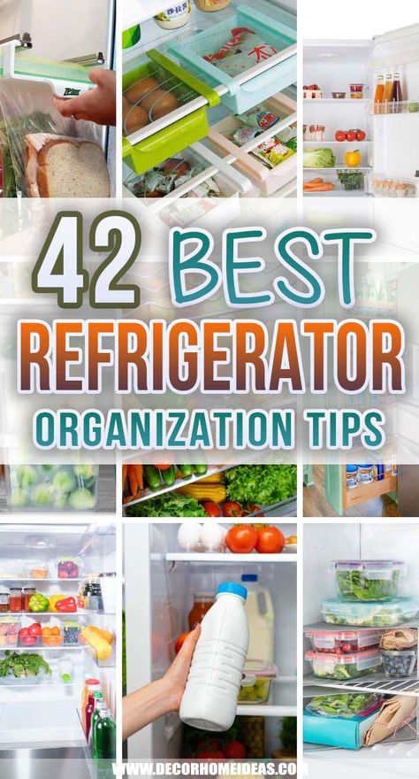 Organisation, Organized Refrigerator Ideas, Food Organization Fridge, Refrigerator Organization Dollar Store, Small Fridge Organization, Refrigerator Ideas, Kitchen Organization Ideas, Fridge Shelves, Freezer Organization