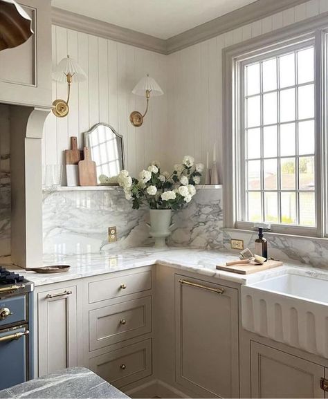 Whitney Hess Rejuvenation Hardware, Fixer Upper Home, Efficient Kitchen, Photo Drop, Beige Kitchen, Marble Counter, Kitchen Inspiration Design, January 19, Counter Tops