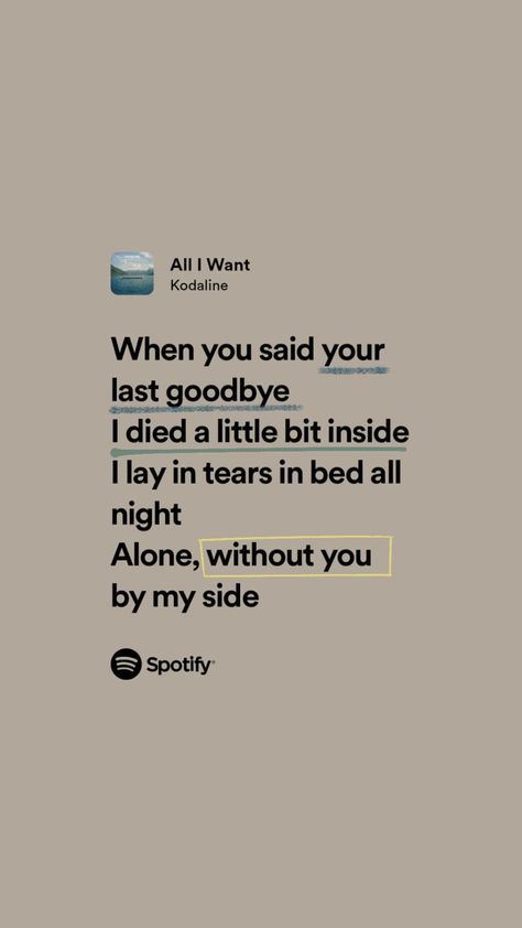 Good Lyrics Quotes, All I Want Kodaline Lyrics, Cute Music Lyrics, Deep Lyrics Songs Spotify, Song Lines Quotes, Soad Lyrics, Lyrics With Deep Meaning, Happy New Year Snapchat Story, Sempurna Spotify