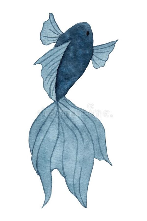 Fish sketch. Hand drawn blue fish illustration. Simple,stylized style. stock photos Fish Cartoon Images, Blue Things To Draw, Easy Fish Drawing, Watercolor Painting Easy, Fish Sketch, Sea Drawing, Drawn Fish, Blue Drawings, Illustration Simple