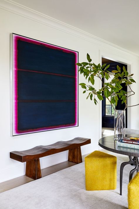 art trends 2022 erica burns entry Bold Wall Art Living Room, Black Interior With Pops Of Color, Rothko Inspired Art, Large Art Dining Room, 2024 Art Trends, Statement Art Living Room, Bold Interior Design, Bold Abstract Art, Hallway Design