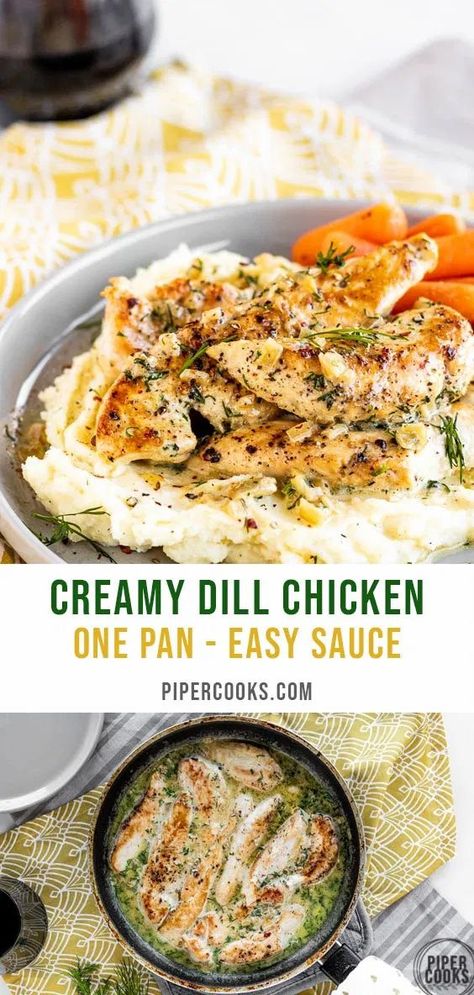 Creamy Dill Chicken, Easy Flavorful Dinner, Onion Broth, Dill Chicken, Dill Recipes, Flavorful Dinner, Simple Chicken, Dill Sauce, Like Chicken