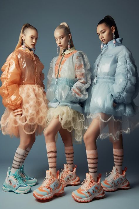 Couture, Haute Couture, Pastel High Fashion, Hood Design Fashion, Y3k Fashion, Bubble Fashion, Feminine Streetwear, Quilted Fashion, Trash Fashion