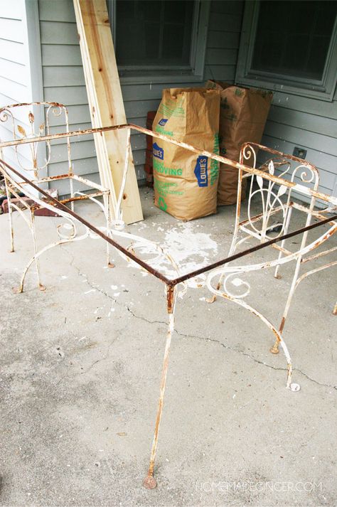 Upcycling, Wrought Iron Outdoor Furniture Makeover, Vintage Iron Patio Furniture, Wrought Iron Chairs Makeover, Rod Iron Patio Furniture Makeover, Vintage Outdoor Furniture Metal, Vintage Wrought Iron Patio Furniture, Wrought Iron Table Makeover, Wrought Iron Patio Furniture Makeover