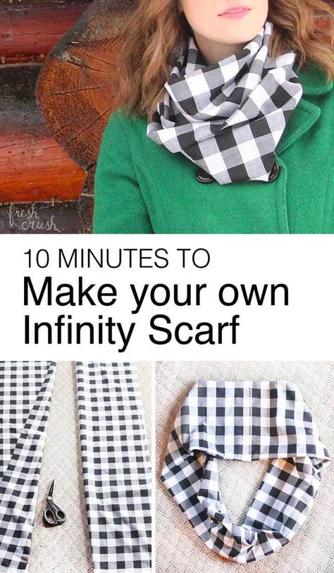 Diy Infinity Scarf, Sewing Scarves, Infinity Scarfs, Diy Sy, Crafts Sewing Projects, Diy Scarf, Beginner Sewing Projects Easy, Creation Couture, Diy Couture