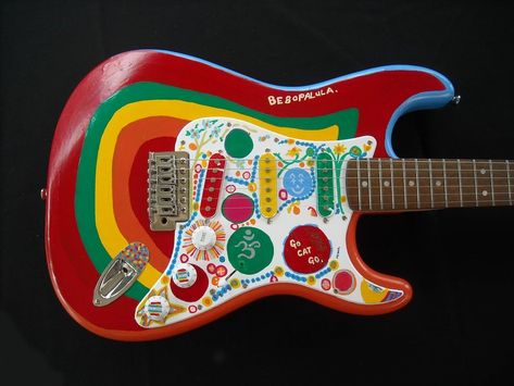Painted Guitar, I Am The Walrus, Famous Guitars, Play That Funky Music, Funky Music, Stratocaster Guitar, Guitar Tattoo, Guitar Painting, Cool Electric Guitars