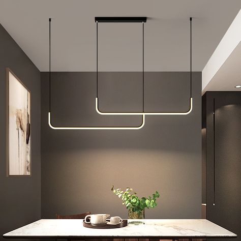 Simple Chandelier, Lights Fixtures, Chandelier Creative, Dining Table In Living Room, Hall And Living Room, Linear Pendant Light, Dining Room Pendant, Nordic Living Room, Pendant Lighting Dining Room