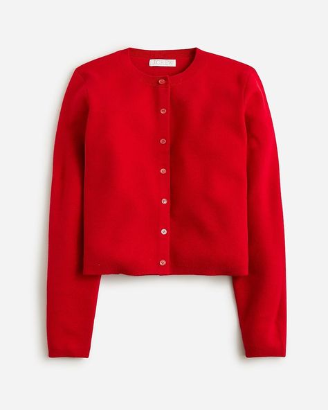 Cardigan sweater in TENCEL™-lyocell | J.Crew US Cardigan Outfit, Cropped Crewneck, Places To Shop, Fitted Cardigan, Americana Fashion, Stylish Work Outfits, Spring Sweater, Red Cardigan, Cardigan Outfits