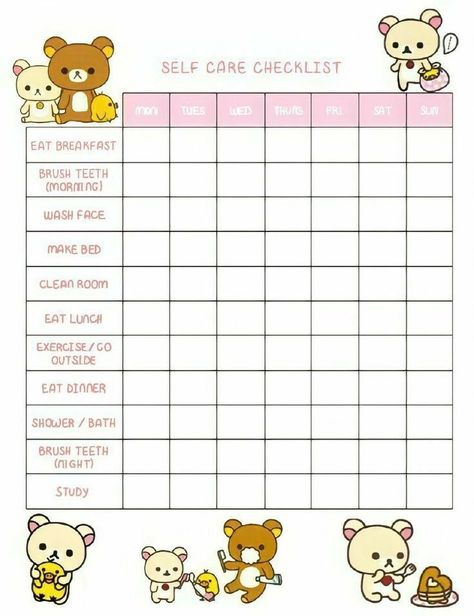 Kawaii Checklist, الجدول الدوري, Kawaii Printables, Baby Belle, Importance Of Self Care, Self Care Checklist, Hello Kitty Printables, Daily Checklist, Self Care Bullet Journal