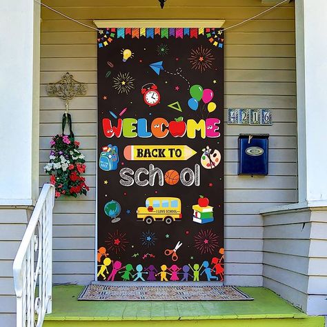 Amazon.com: Welcome Back to School Door Cover Decoration First Day of School Door Cover Hanging Banner Back to School Photo Booth Prop Wall Decoration for School Classroom Supplies with Rope, 70.8 x 35.4Inch : Office Products Wall Decoration For School, Welcome Back To School Door, Back To School Photo Booth, Teachers Day Decoration, Back To School Door, Prop Wall, Nursery Wall Painting, Classroom Welcome, School Door Decorations