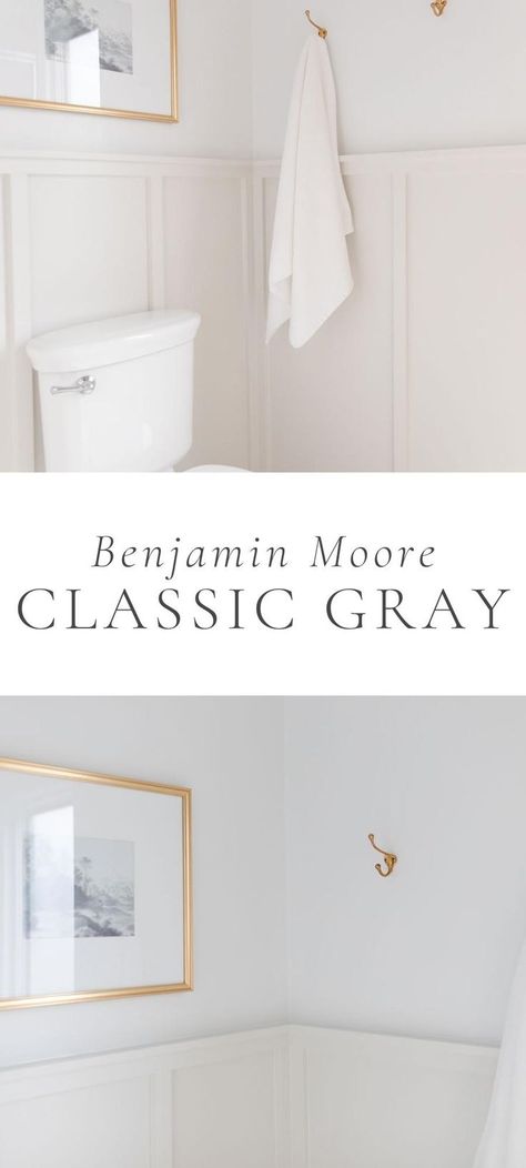 Classic Gray Bathroom, Classic Grey Bathrooms, Neutral Living Room Paint, Bedroom Flooring Carpet, Greige Paint Color, Best Greige Paint Color, Grey Bathroom Paint, Benjamin Moore Bedroom, Benjamin Moore Bathroom