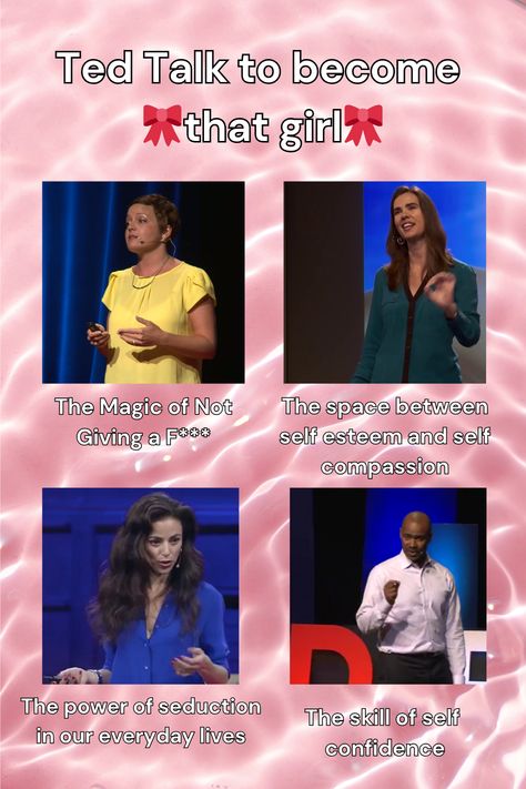 Ted Talks For Self Confidence, That Girl Ted Talks, Podcast For That Girl, The Best Podcasts, Podcasts To Become That Girl, That Girl Podcast, Self Care Books For Women, Ted Talks To Become That Girl, Ted Talk Aesthetic