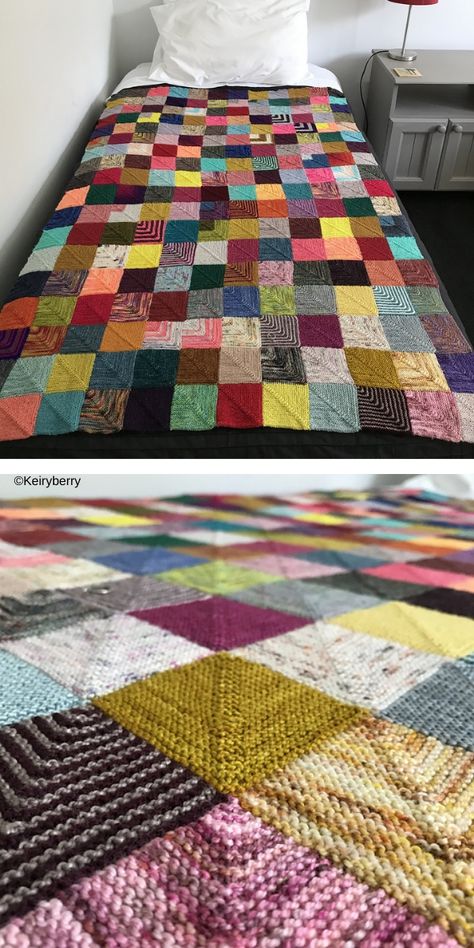 Patchwork Blankets, Knitted Squares Pattern, Knitted Patchwork, Patchwork Baby Blanket, Knitting Squares, Knitted Blanket Squares, Memory Blanket, Knitting Patterns Free Blanket, Colorful Blanket