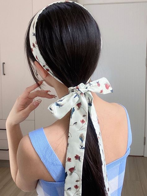 White Casual   Polyester Floral Basic Hair Band Embellished   Women Accessories Hairstyles With Hair Bands, Full Bangs Long Hair, Crochet Bow Pattern, Cute Easter Outfits, Feminine Hairstyles, Black Hair Aesthetic, Crochet Bow, Baby Hair Bands, Hair Inspiration Short